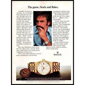 1985 Rolex Datejust Gold Chronometer Vintage Print Ad John Newcombe Wimbledon